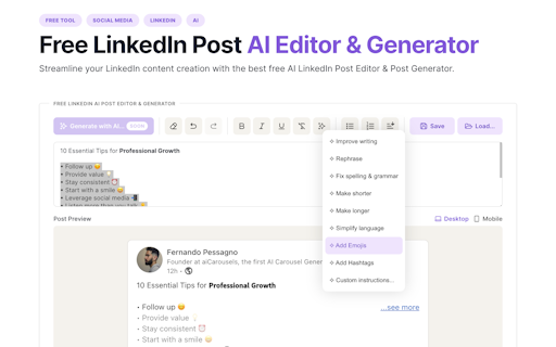 LinkedIn AI Post Editor