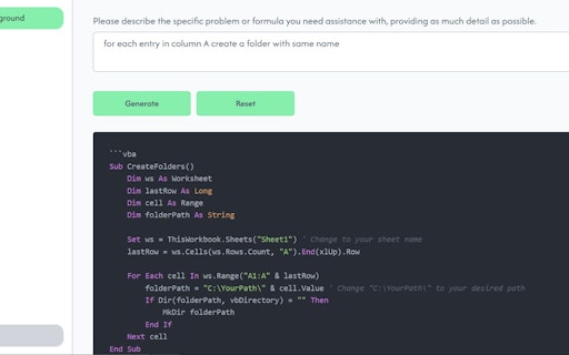 VBA Code Generator