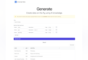 Universal Data: Generate