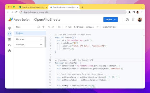 Google Sheets + OpenAI API