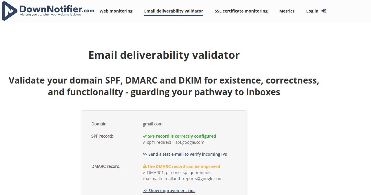 Email deliverability validator