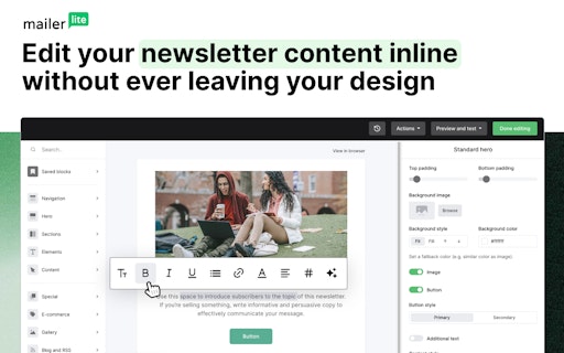 MailerLite AI Drag & Drop Editor