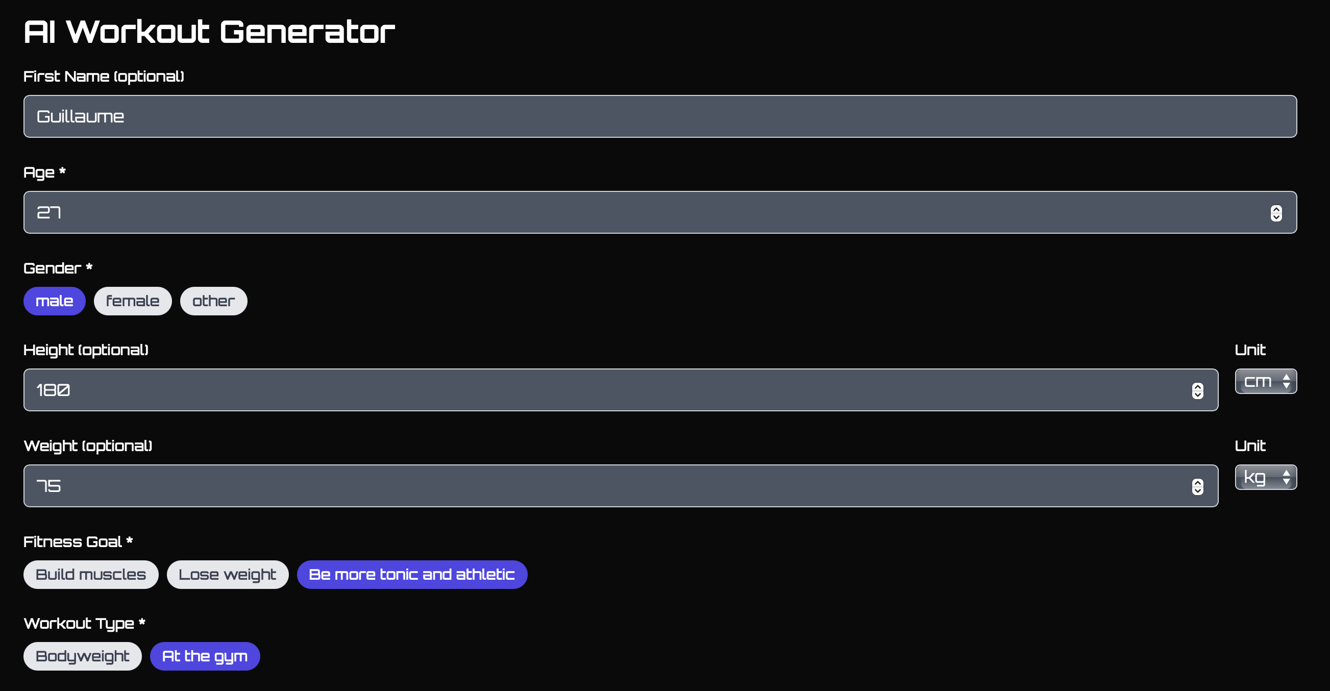 AI Workout Generator