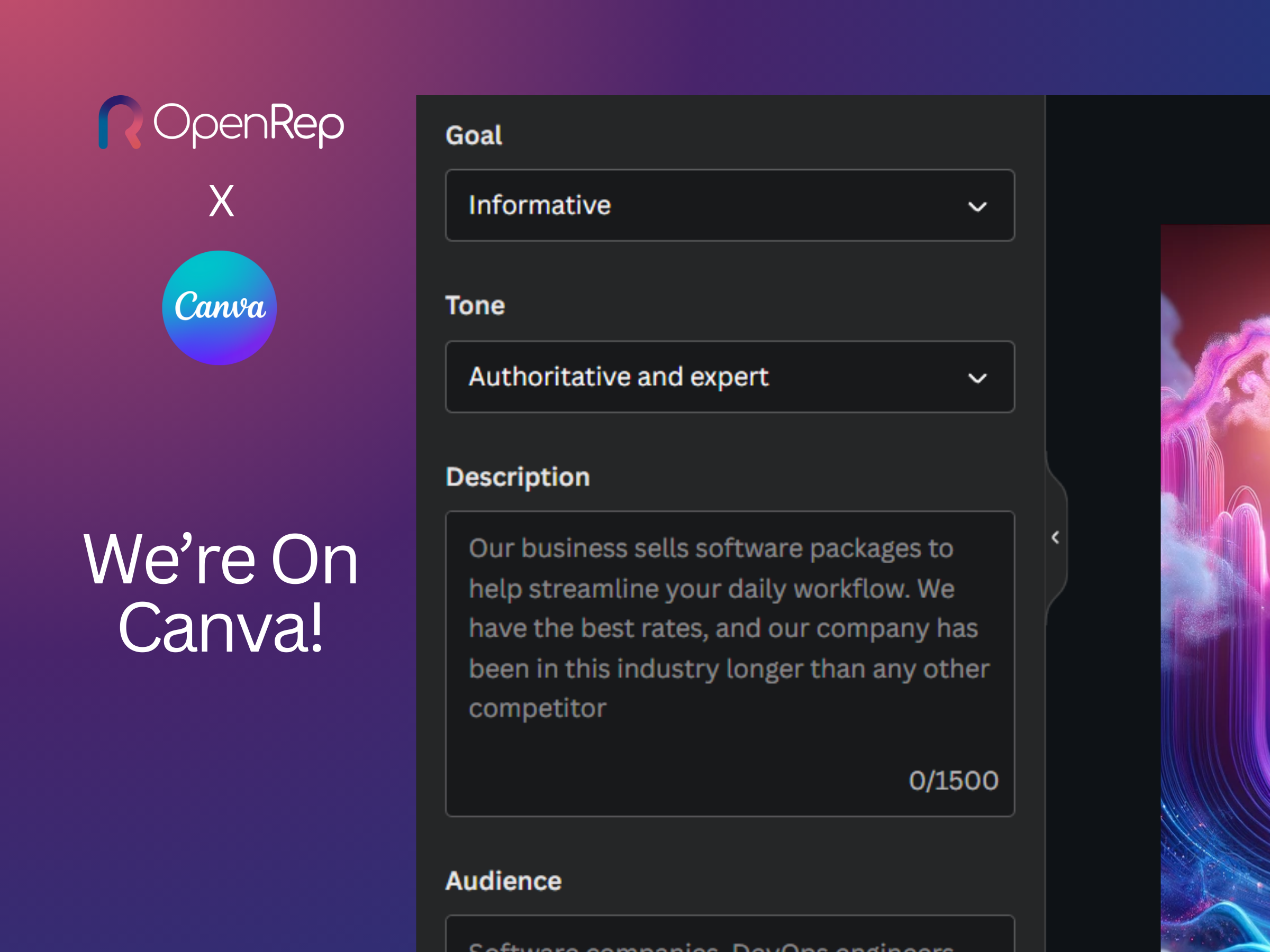 Canva x OpenRep AI Caption Generator