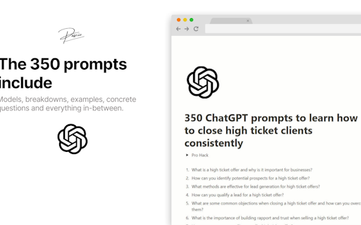 350 ChatGPT High-Ticket Prompts Bundle