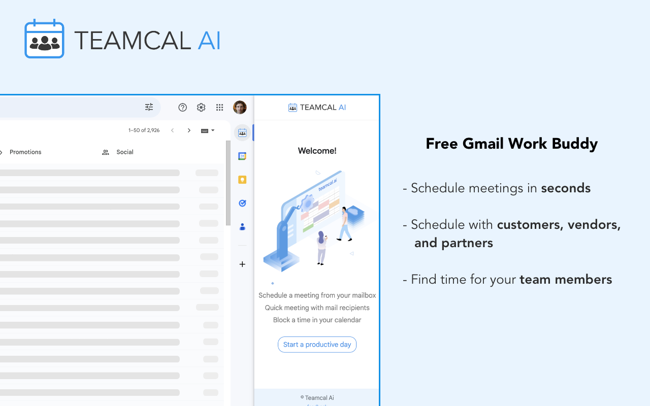 TEAMCAL AI Chrome Extension for Gmail