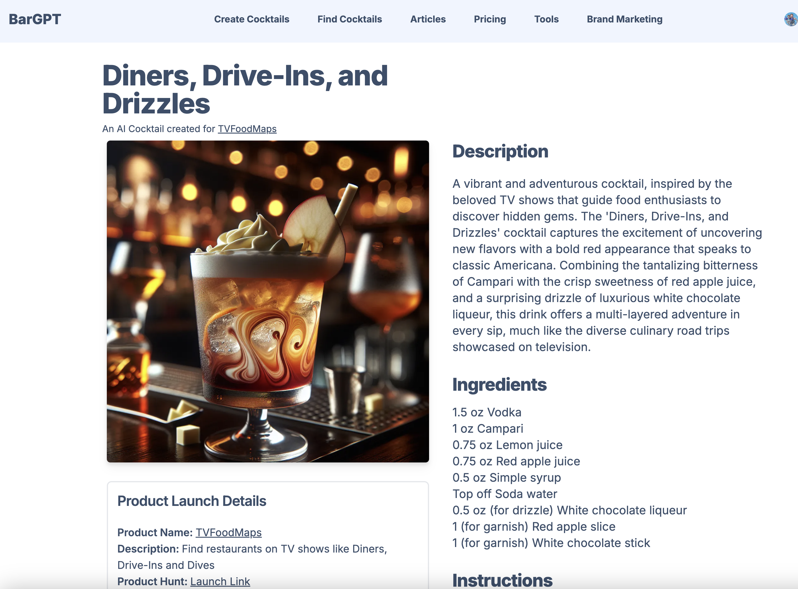 Product Launch Cocktail Creator