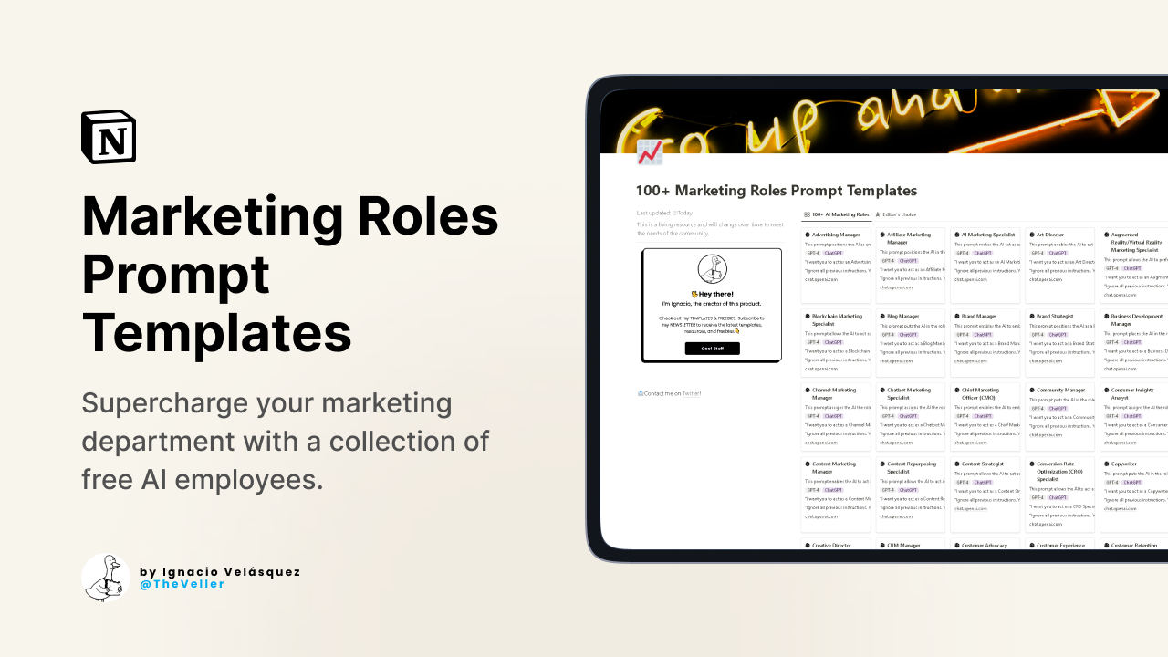 100+ Marketing Roles Prompt Templates