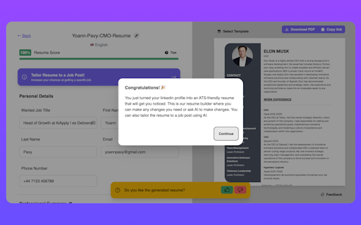 Convert your LinkedIn into a Resume!