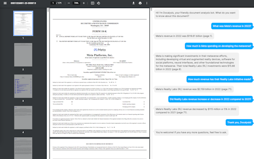 AI Chat with 10-K Reports by Docalysis