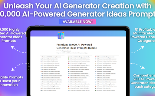 10,000 AI-Powered Generator Idea Prompts
