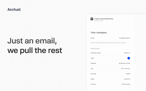 Crypto Invoice Generator by Acctual