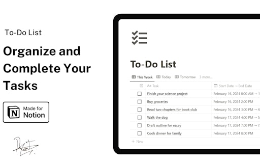 Straightforward To-Do List for Notion