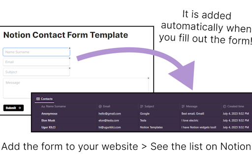 Notion Contact Form Template (Automatic)