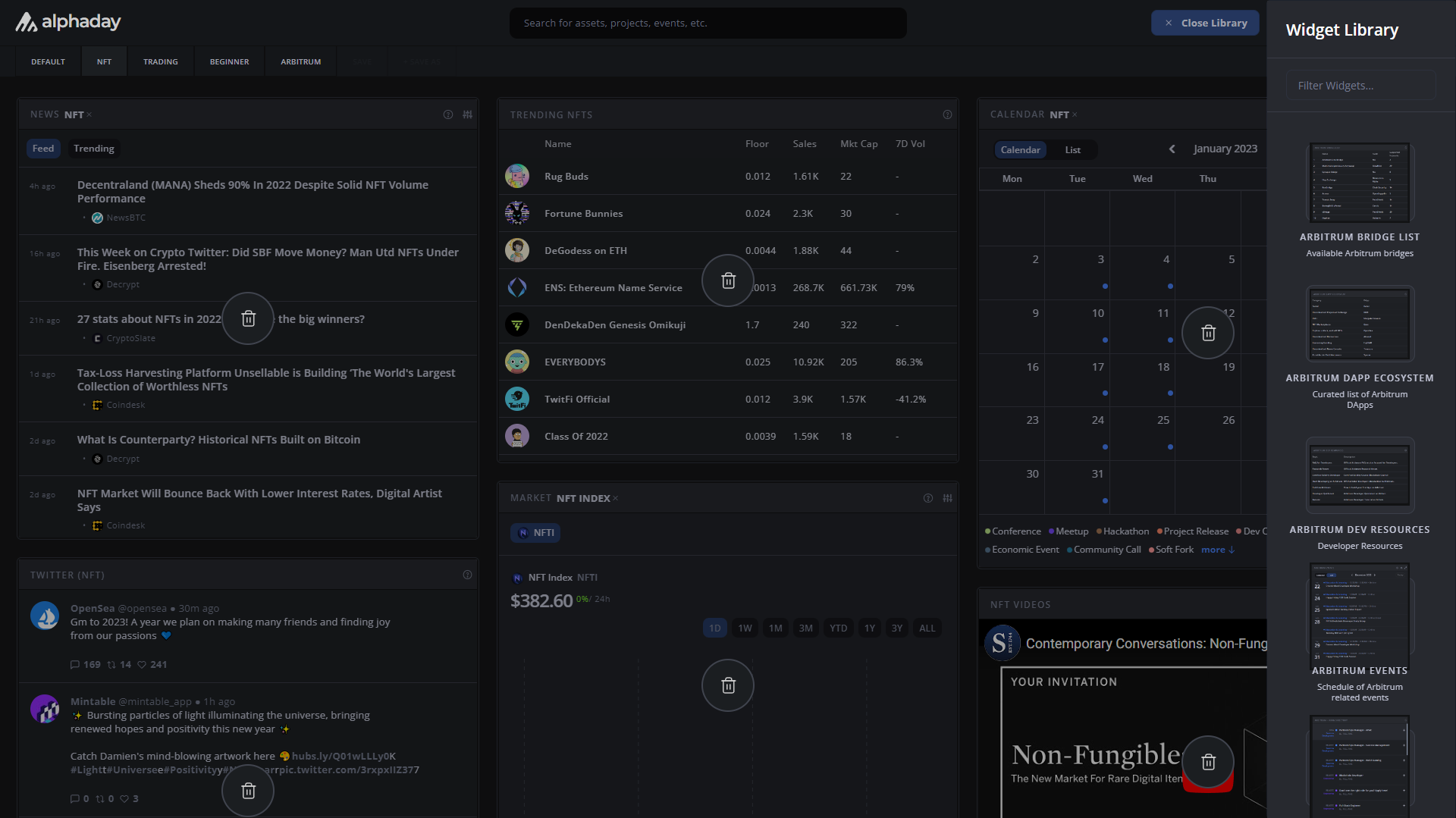 Alphaday - Crypto Dashboard Tool
