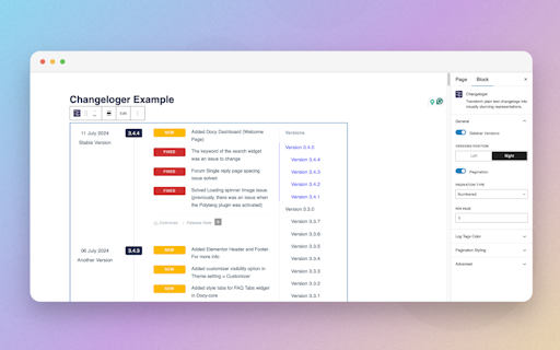 Changeloger for WordPress
