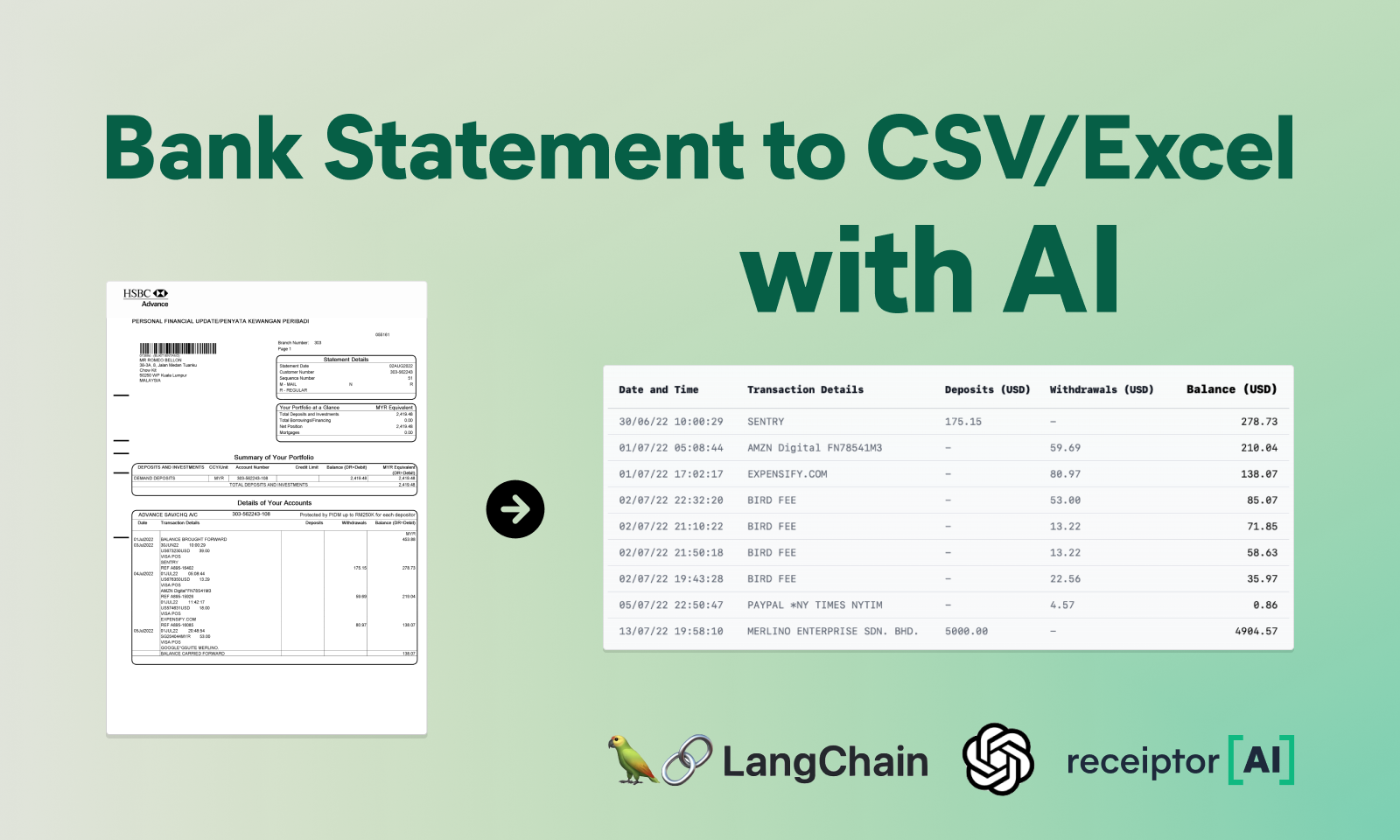 Bank Statement to CSV/Excel — AI Parser
