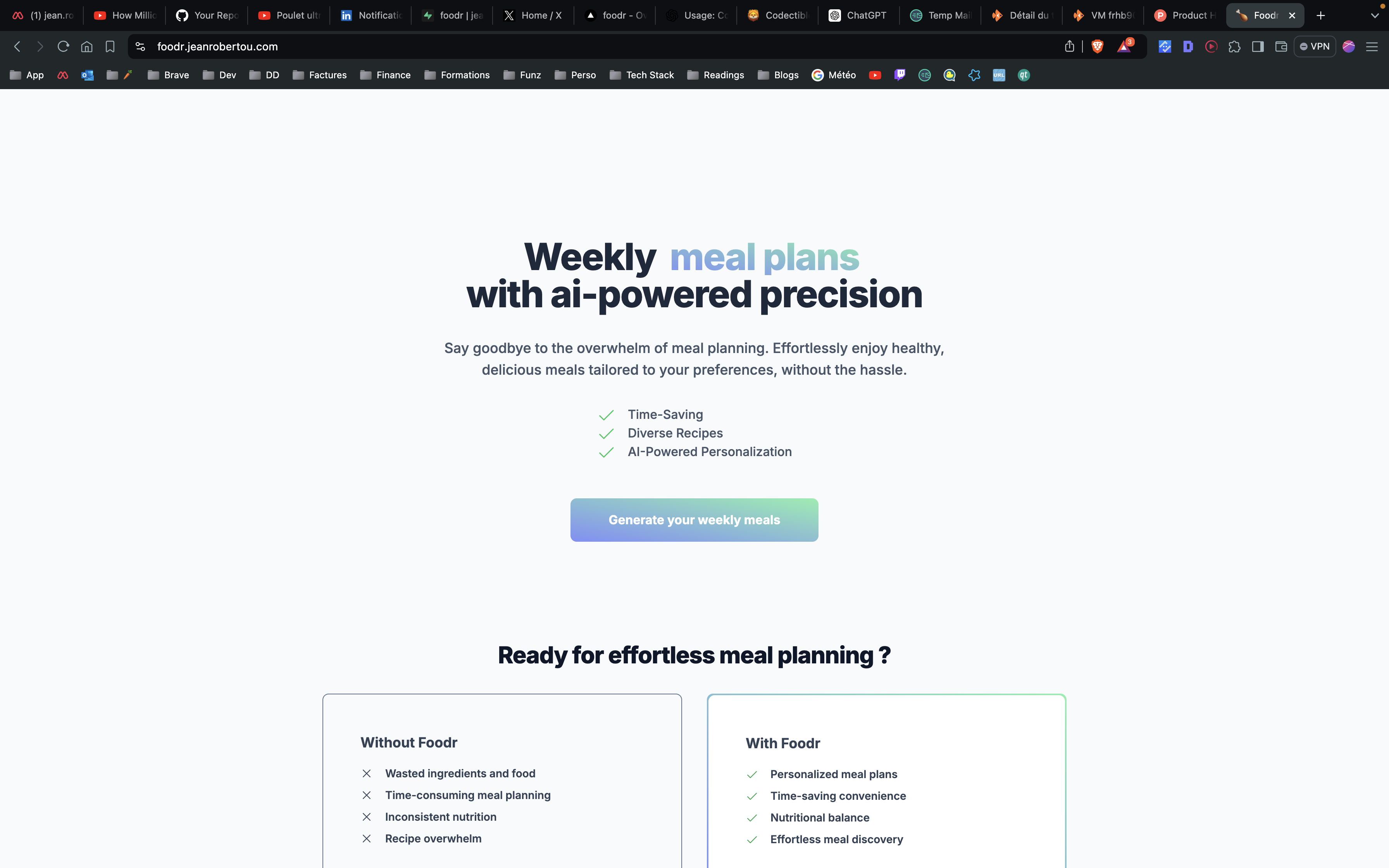 Foodr - AI powered weekly meal plan