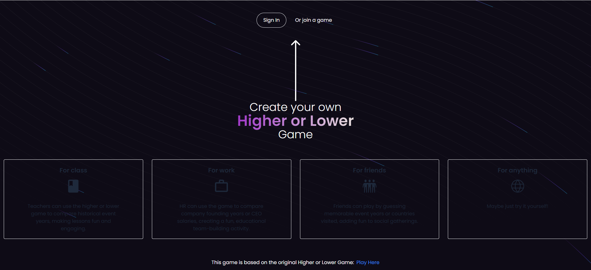 Custom Higher or Lower Game