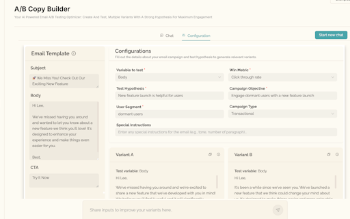 A/B Copy Builder