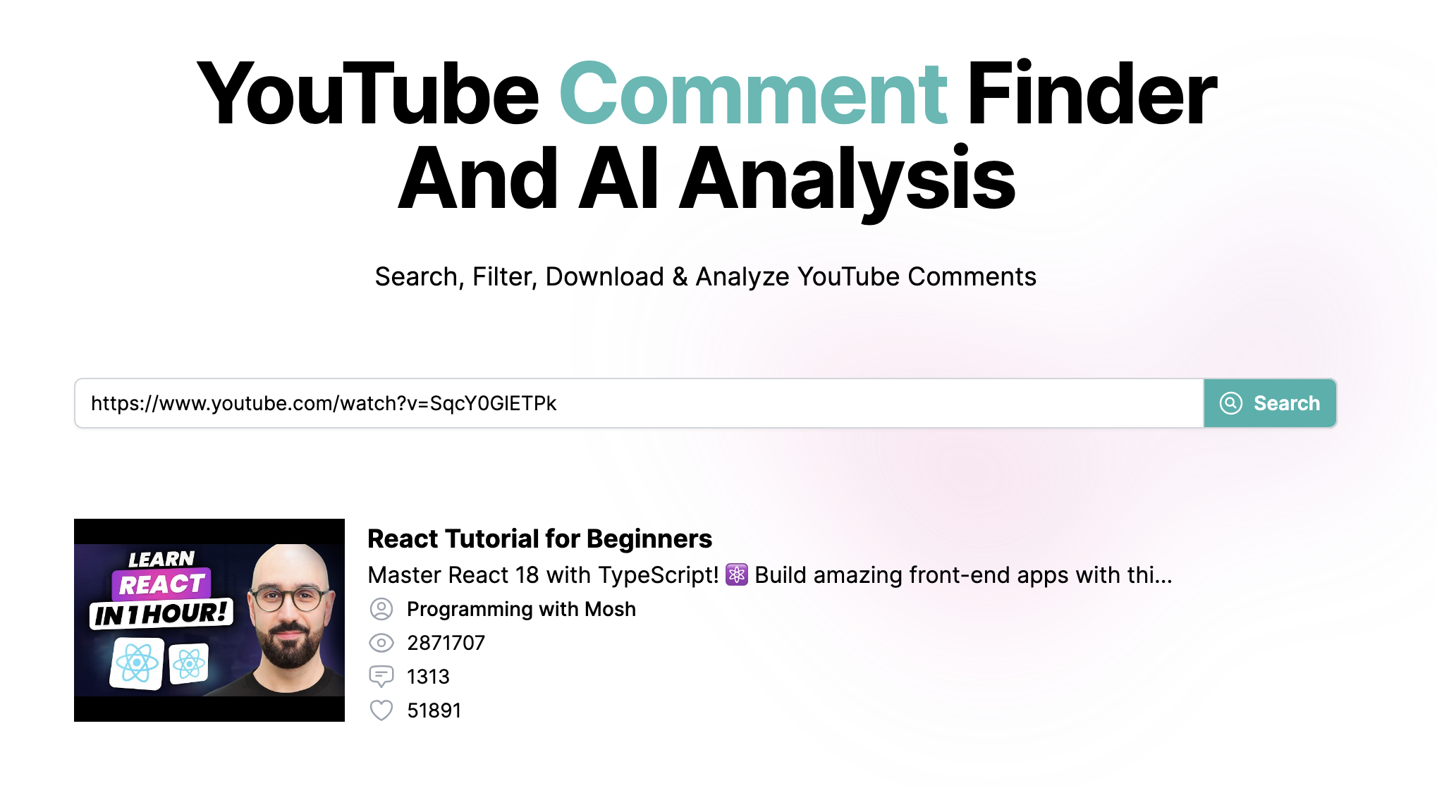 YouTube Comment Finder And AI Analysis