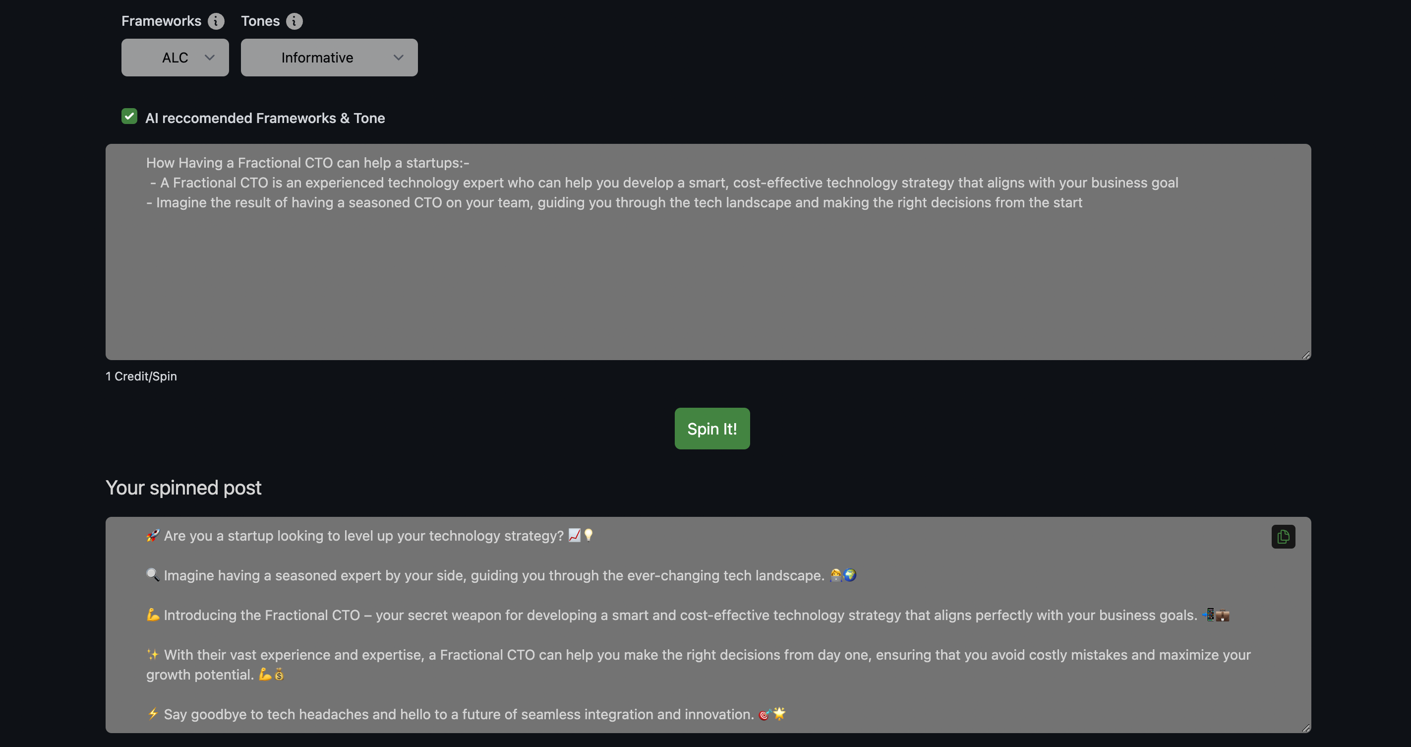 Linkedin Post Spinner