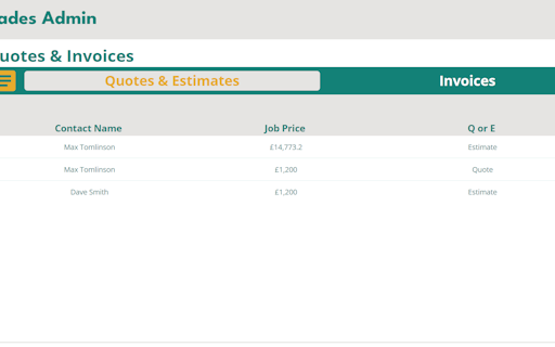 Trades Admin
