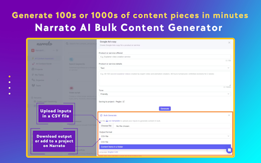 Narrato AI Bulk Content Generator