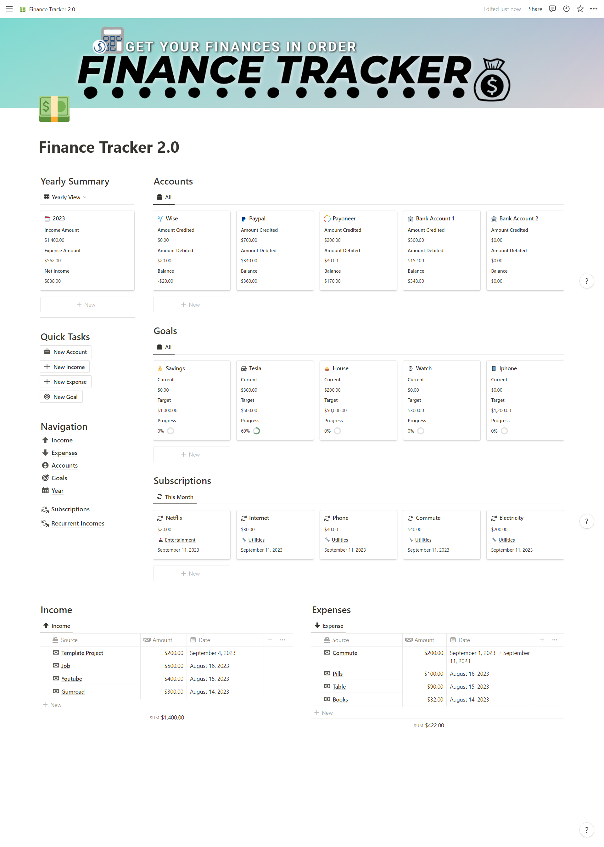 Notion Finance Tracker