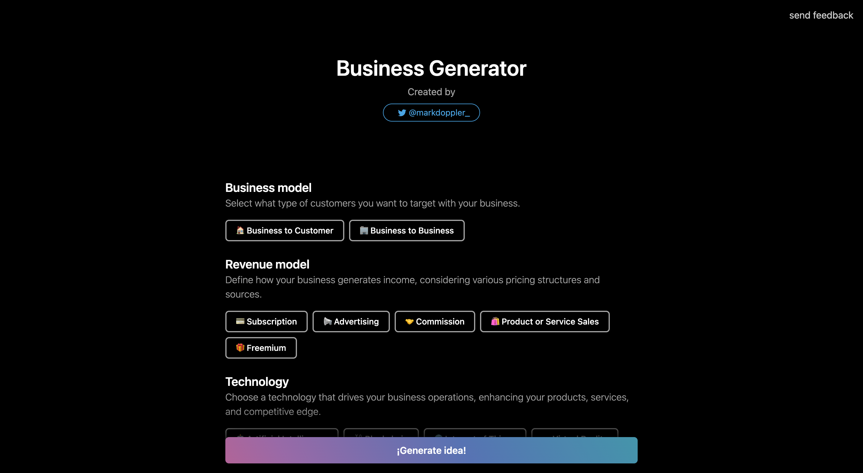 Business Idea Generator AI