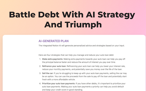 Debt Elimination Action Plan