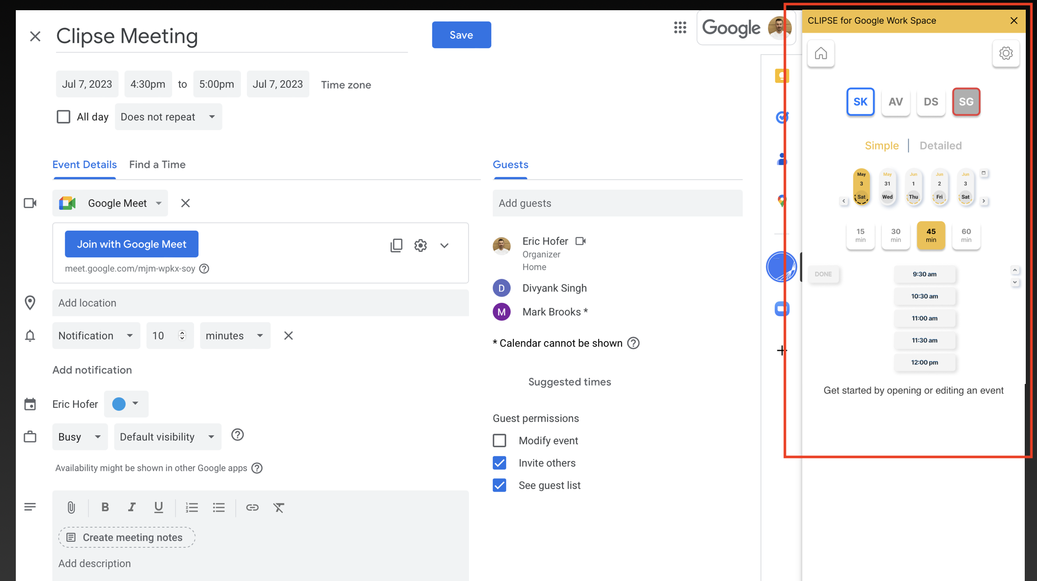 Clipse for Google Calendar