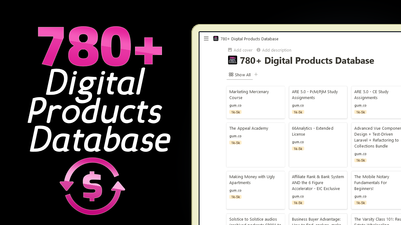 780+ Digital Products Database