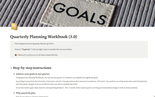 Quarterly Planning Workbook