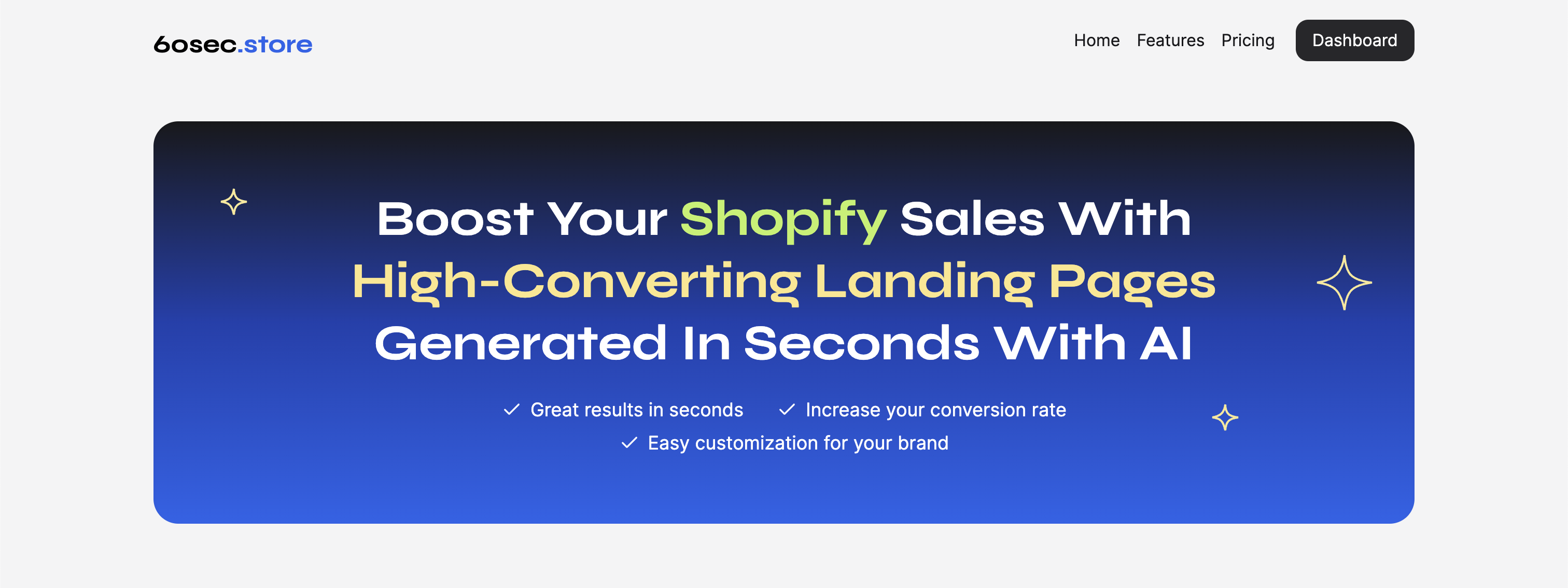 60sec.store: AI Landing Pages 4 Shopify