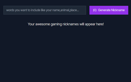 AI Gaming Nickname Generator