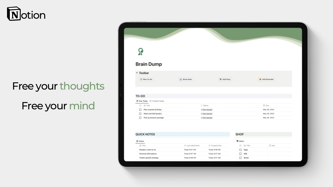 The Brain Dump - Notion Template