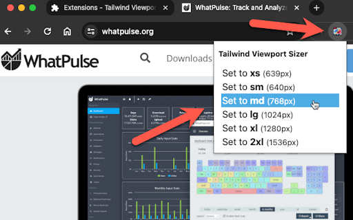 Tailwind CSS Viewport Sizer