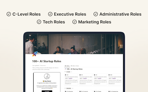 100+ Startup Roles Prompt Templates