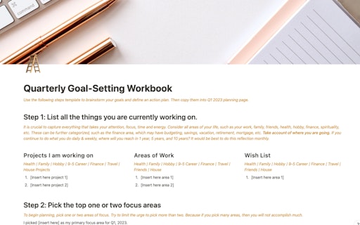 Quarterly Planning Workbook
