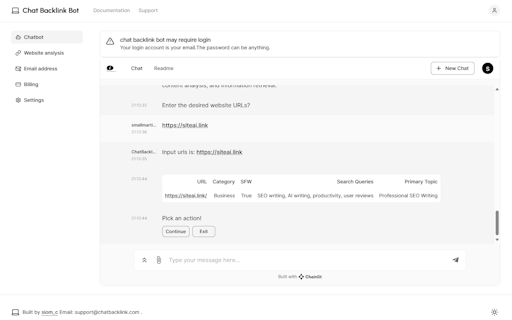 ChatBacklink Bot