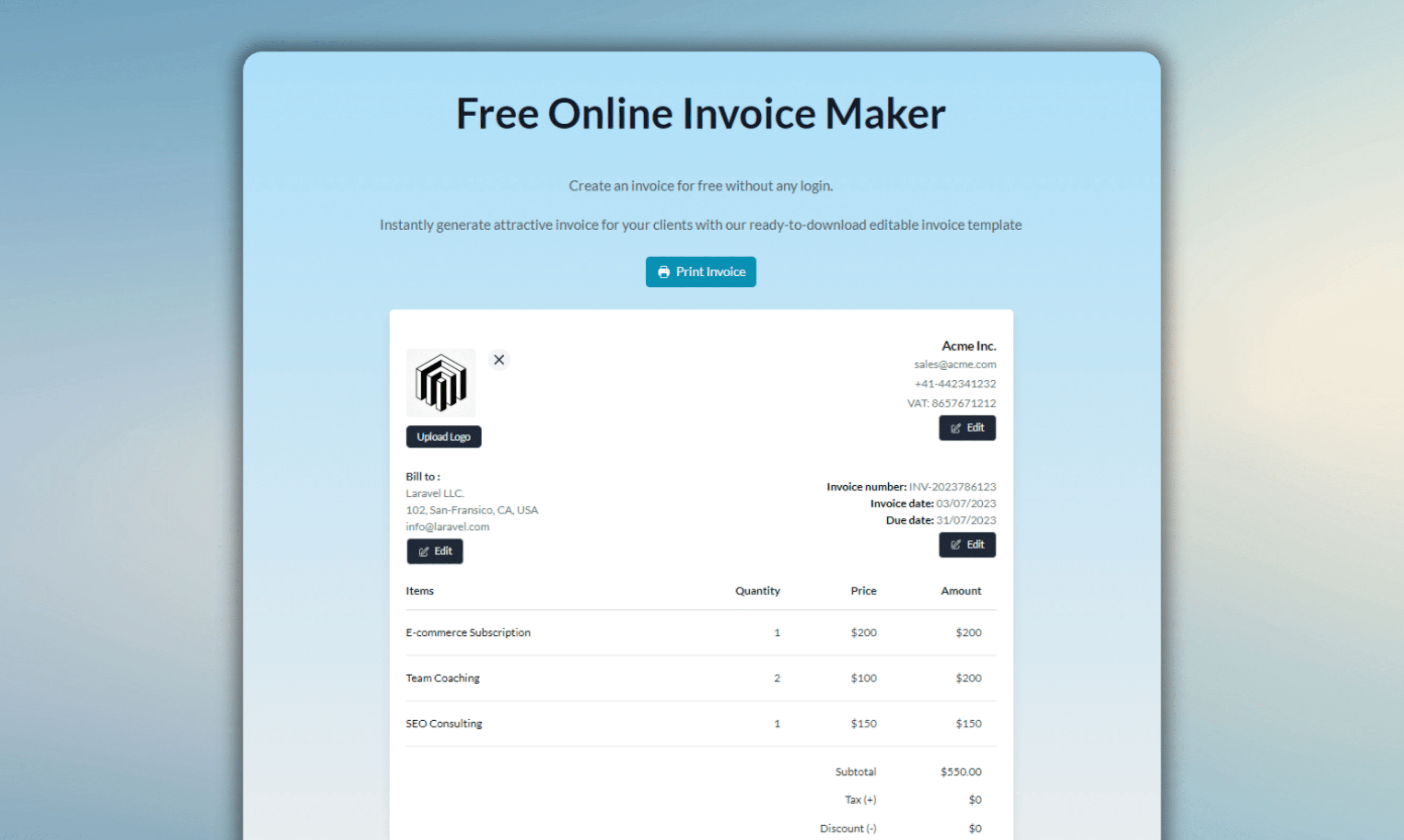 Free Invoice Maker