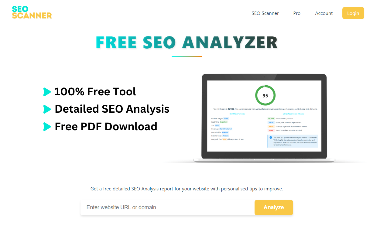 Free Website SEO Scanner Tool