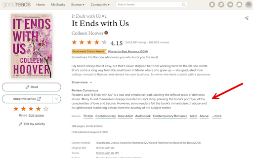 Review Consensus for Goodreads