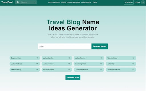 Travel Blog Name Ideas Generator