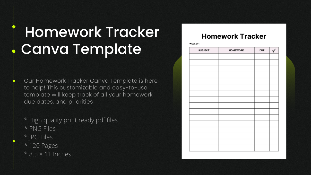 Homework Tracker Canva Template