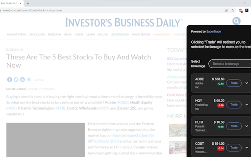 SaberTrade Browser Extension