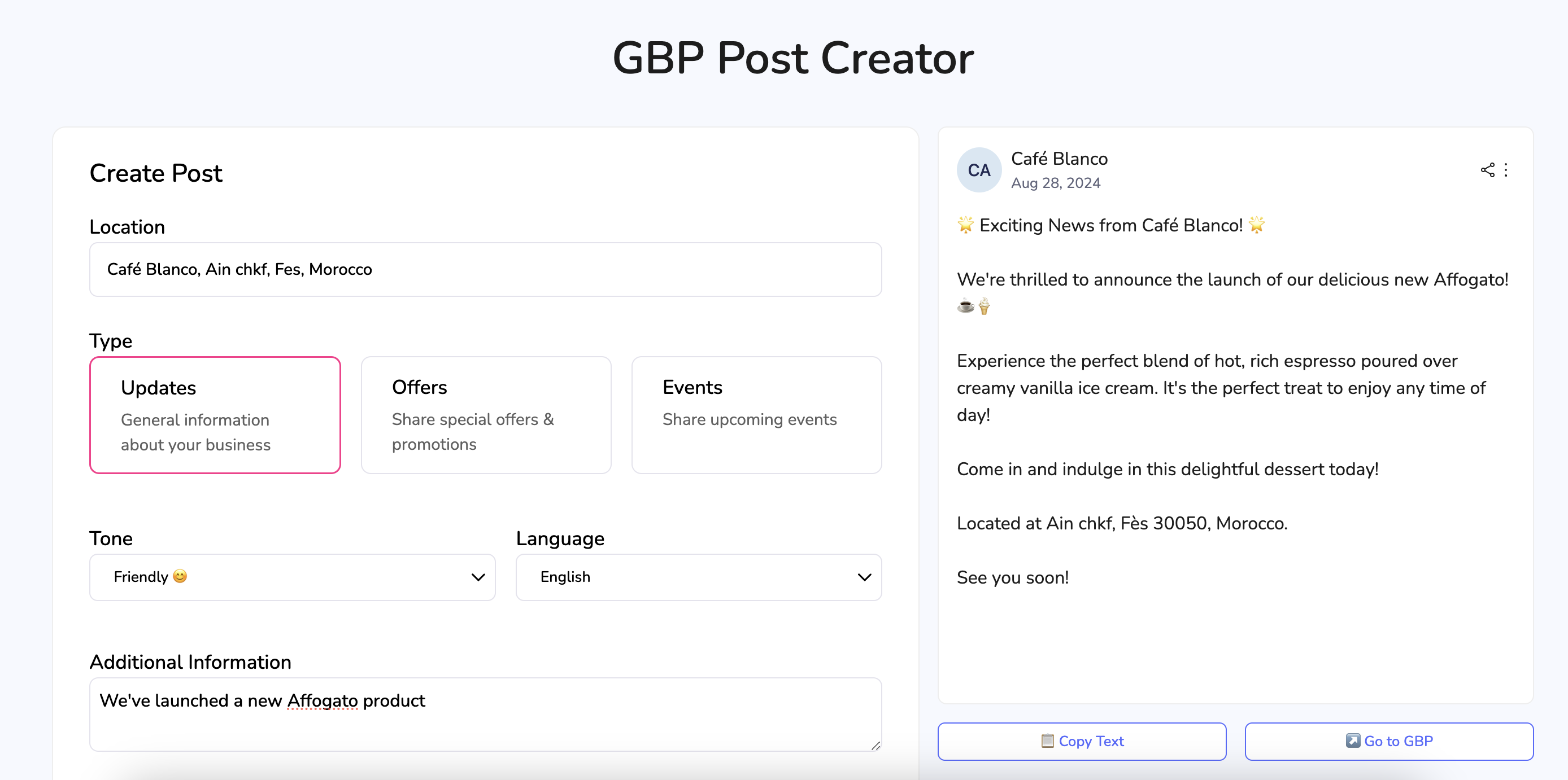 GBP Post Creator by LocalPanda