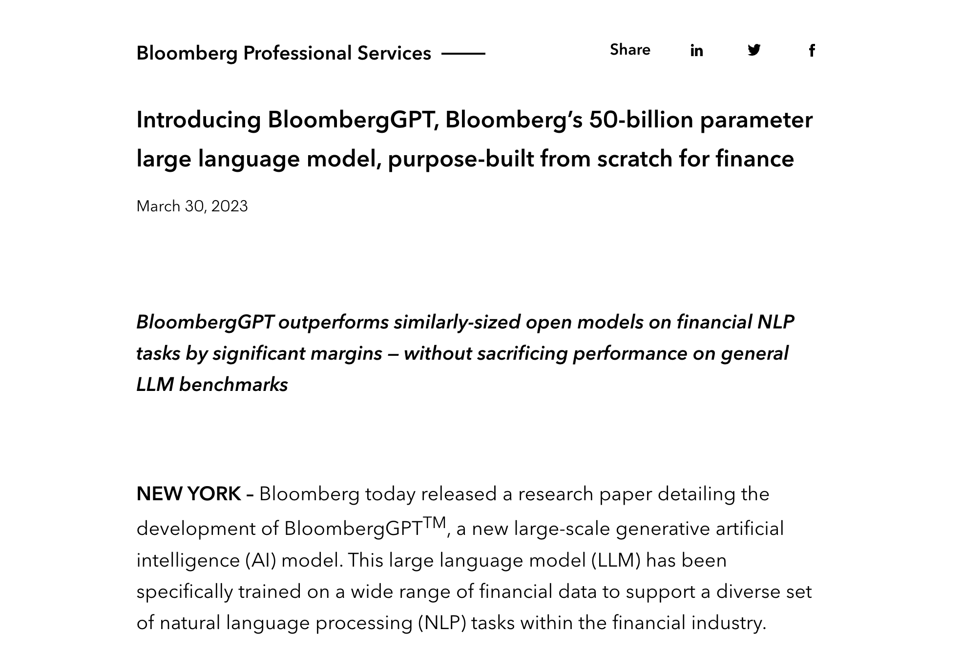 BloombergGPT