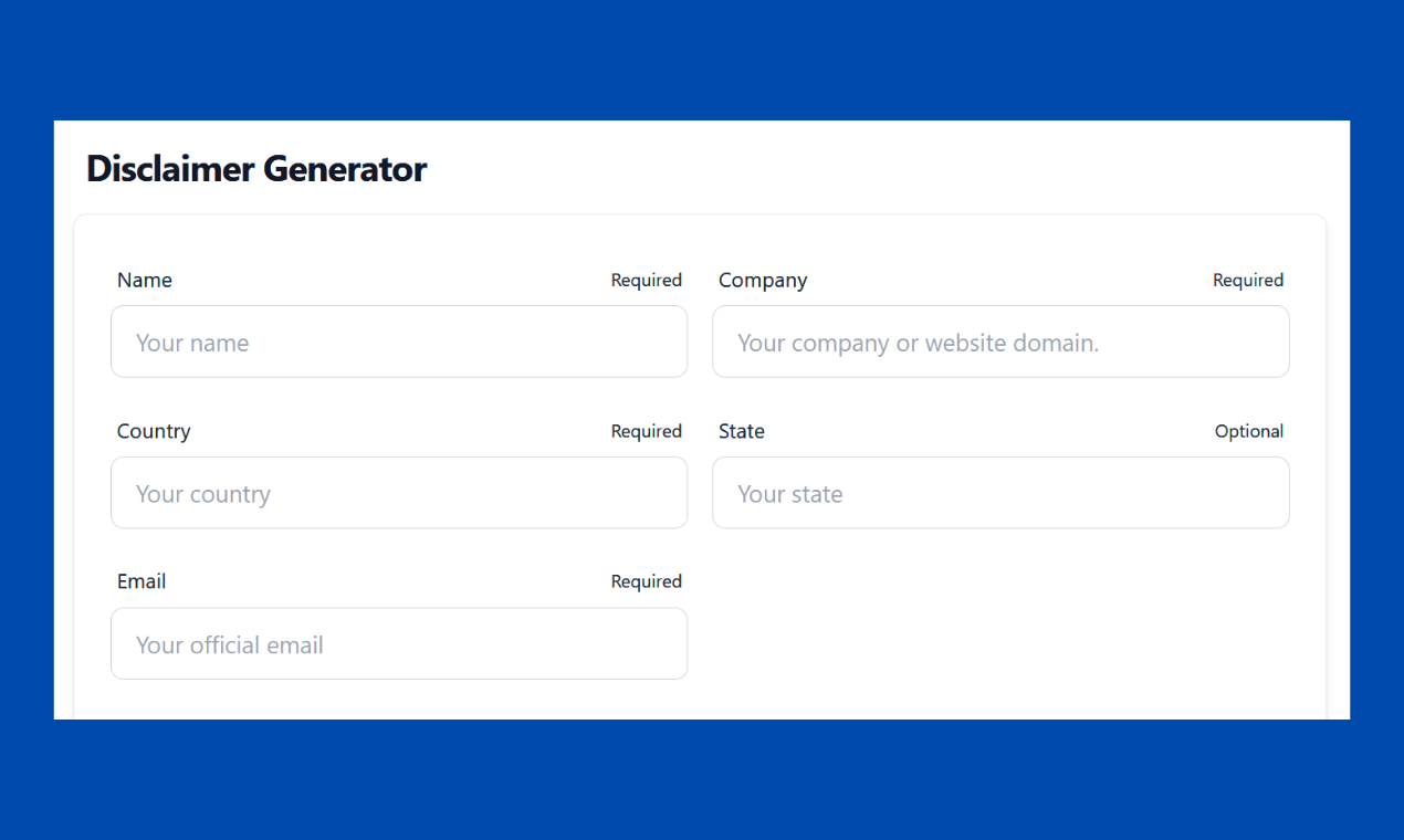 Disclaimer Generator